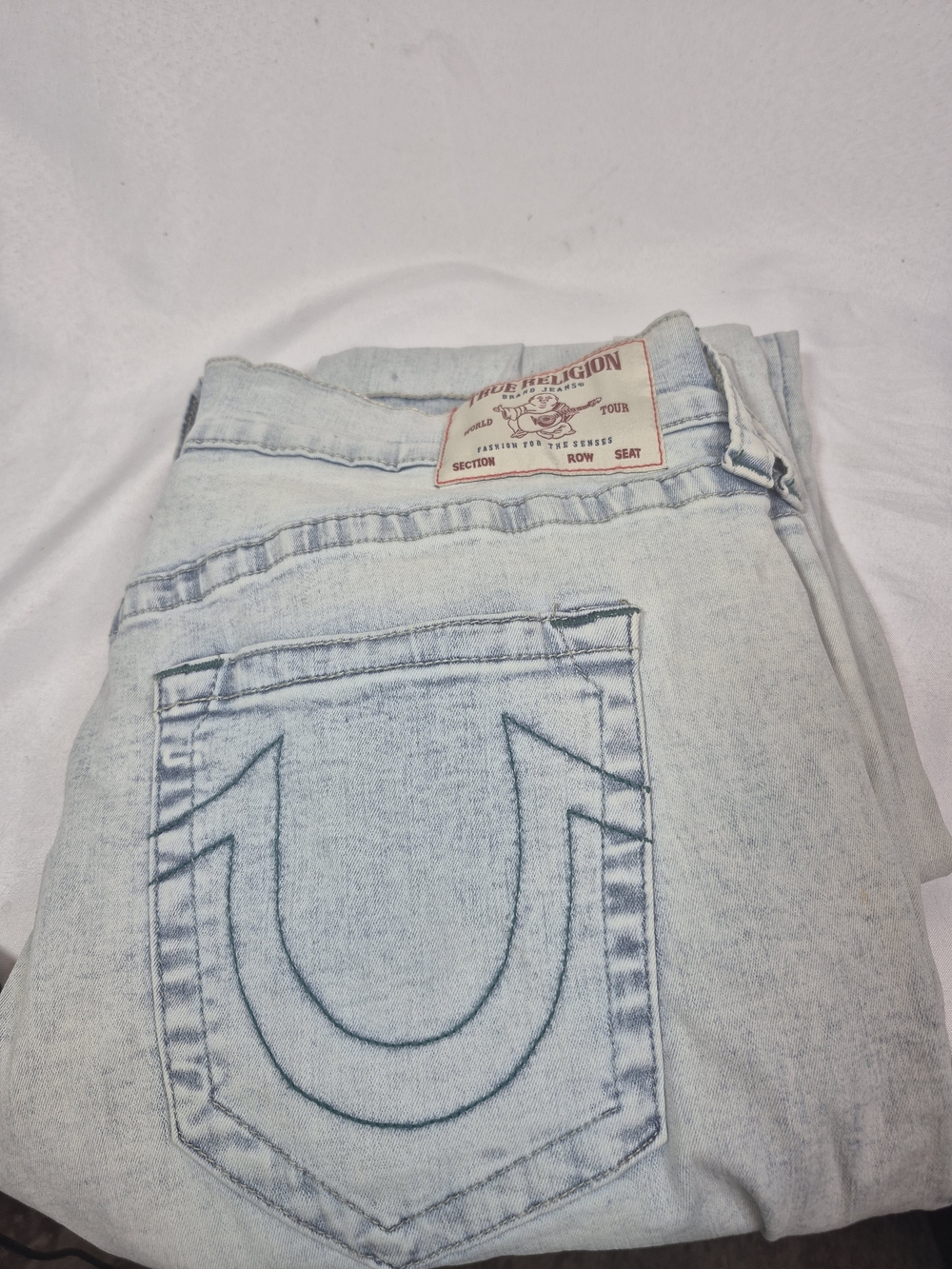 True Religion Mens Pale Blue Relaxed Straight Jeans